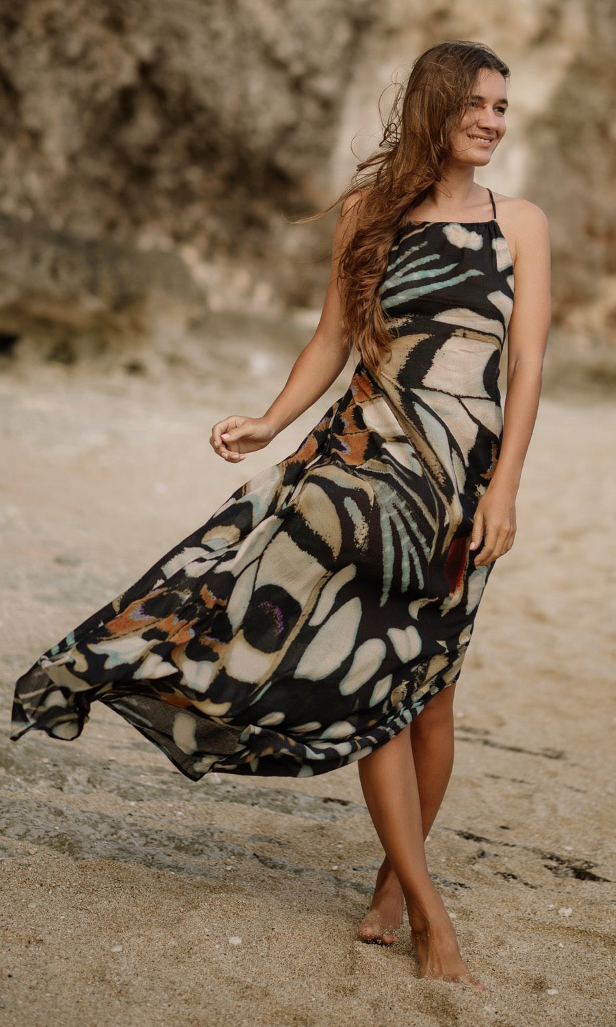 Halter Maxi Dress - Butterflies